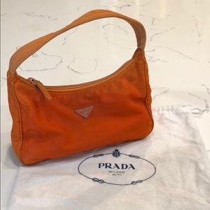 Prada orange nylon small shoulder bag